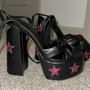 Nasty Gal Black Heels with Star Pattern